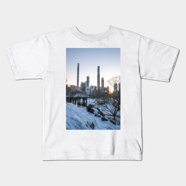 Central Park Winter 2 Kids T-Shirt by igjustin